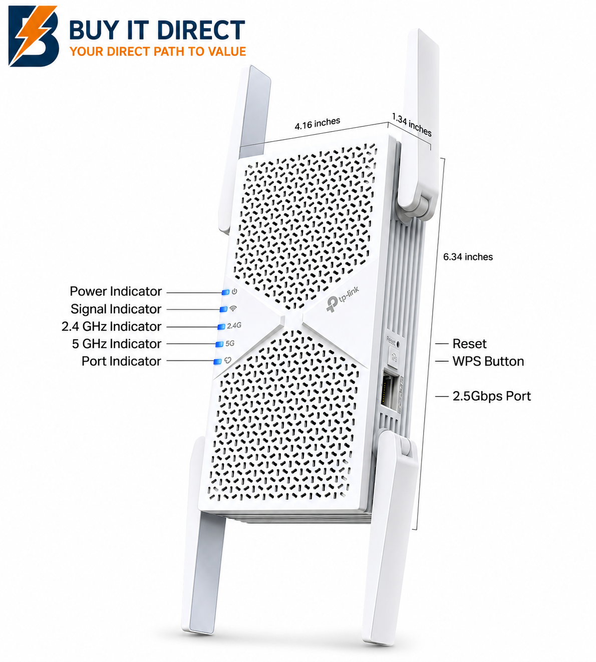 TP-Link RE405BE BE6500 Dual-Band Wi-Fi 7 Range Extender