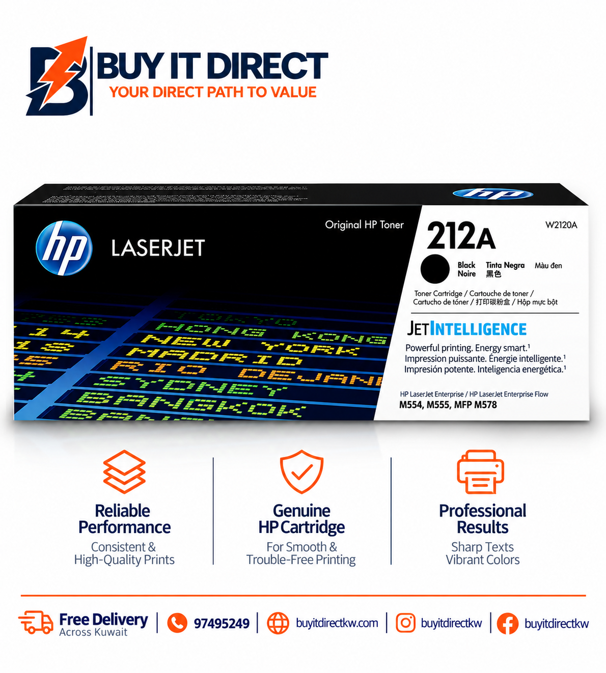 خرطوشة مسحوق حبر ليزر أصلية HP 212A باللون الأسود 5500 صفحة W2120A