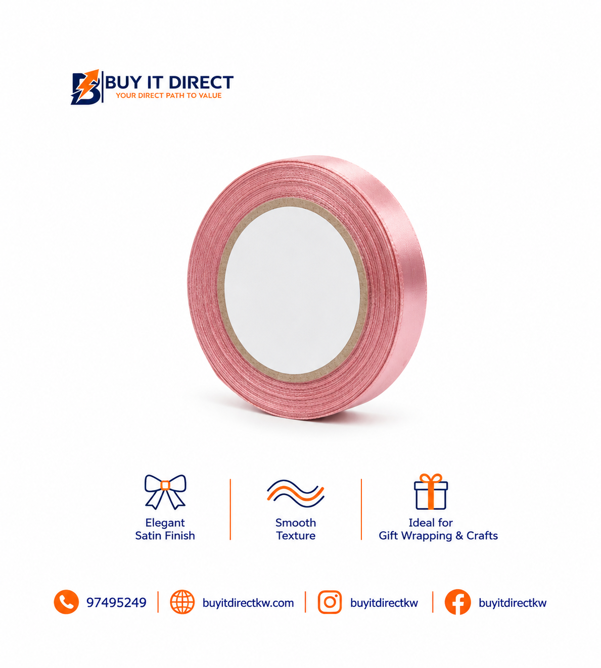 Ribbon 1.2cm – Creamy Pink