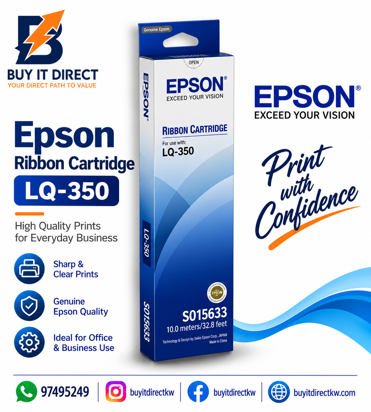 خرطوشة شريط Epson LQ-350 الأصلية باللون الأسود – C13S015633