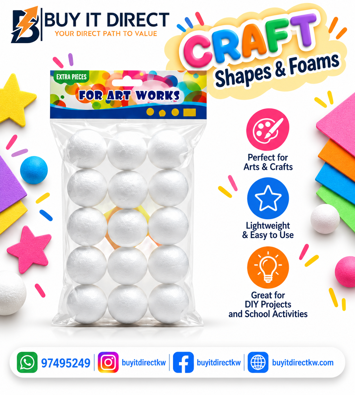 Polystyrene Foam Ball 15 Pcs