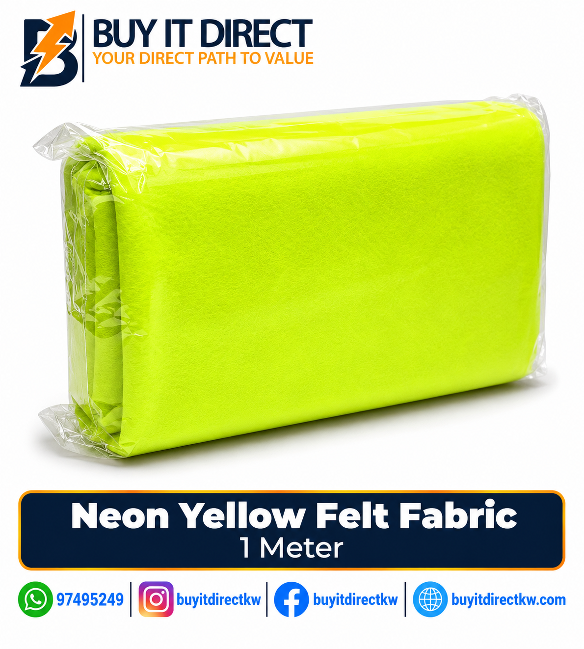 FELT SHEET – 1 METER, NEON YELLOW