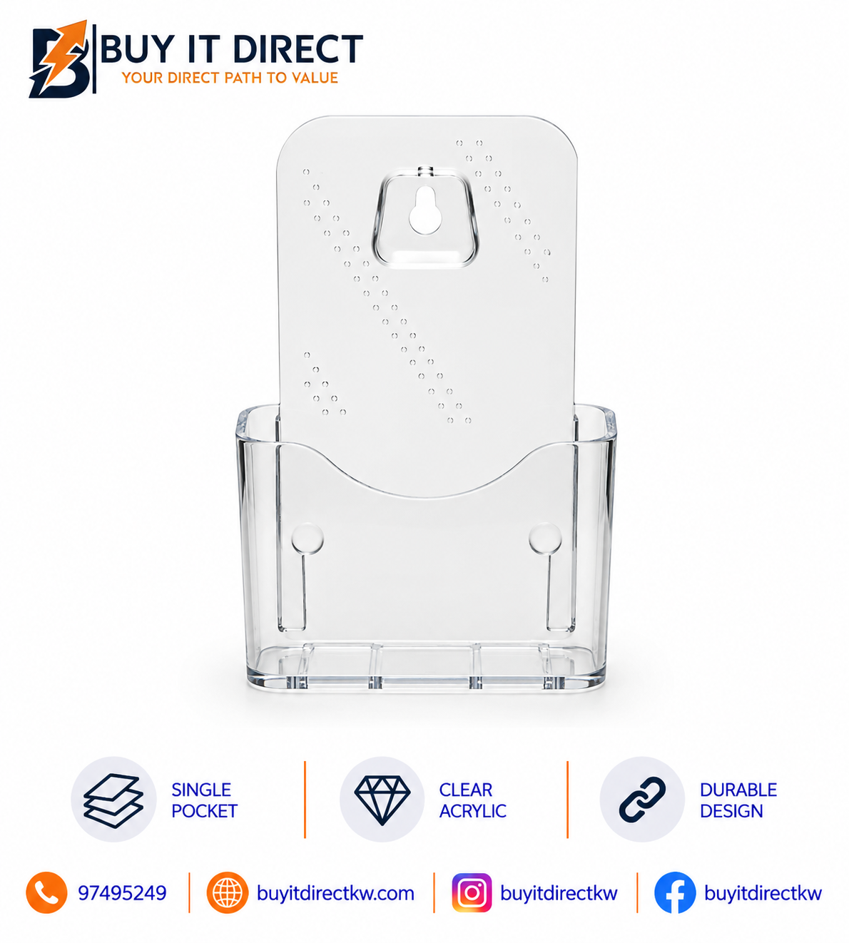 Single Pocket Clear Acrylic Display Stand
