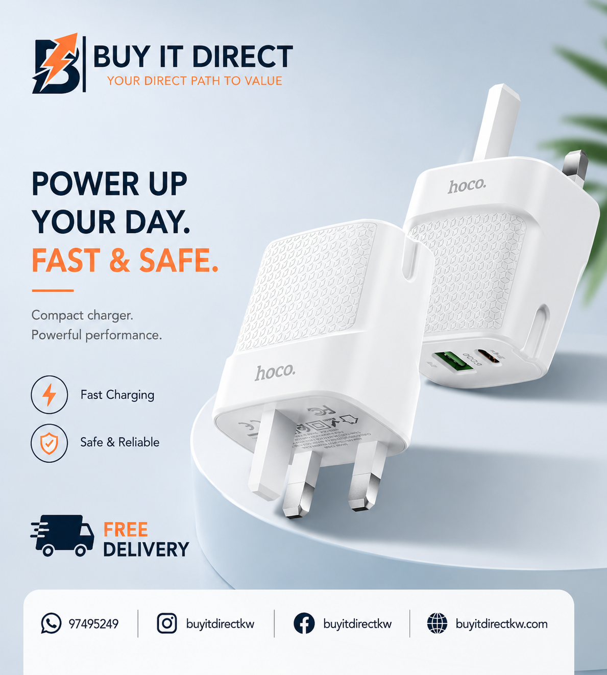 شاحن حائط C85B Bright بقدرة PD20W و QC3.0 مع قابس UK