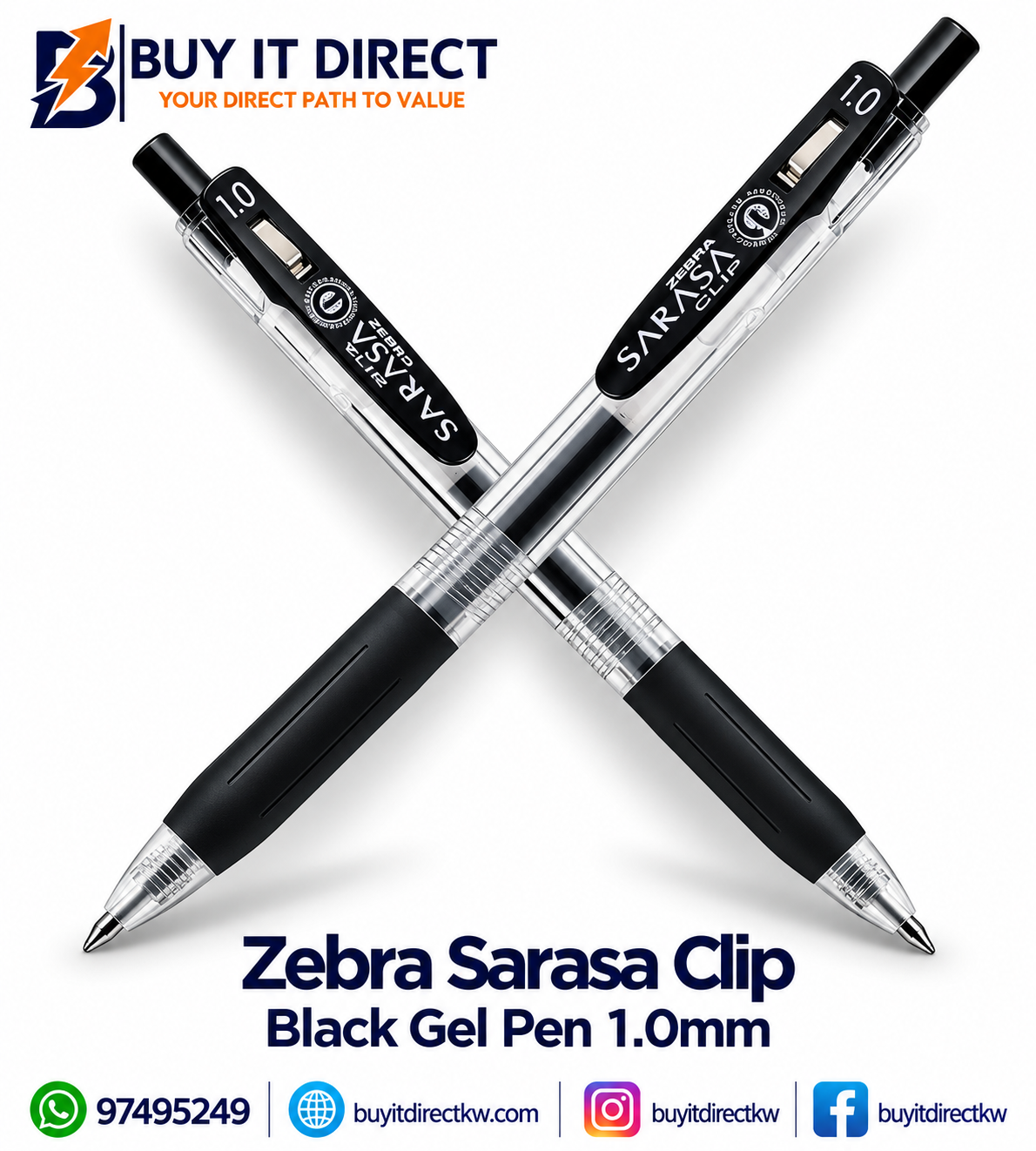 ZEBRA SARASA CLIP GEL PEN – BLACK INK 1.0MM