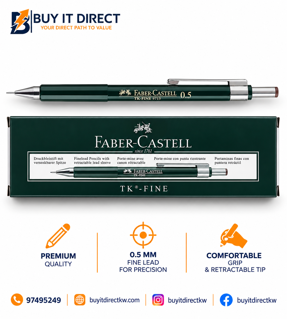FABER-CASTELL Finelead Mechanical Pencil with Retractable Lead Sleeve
