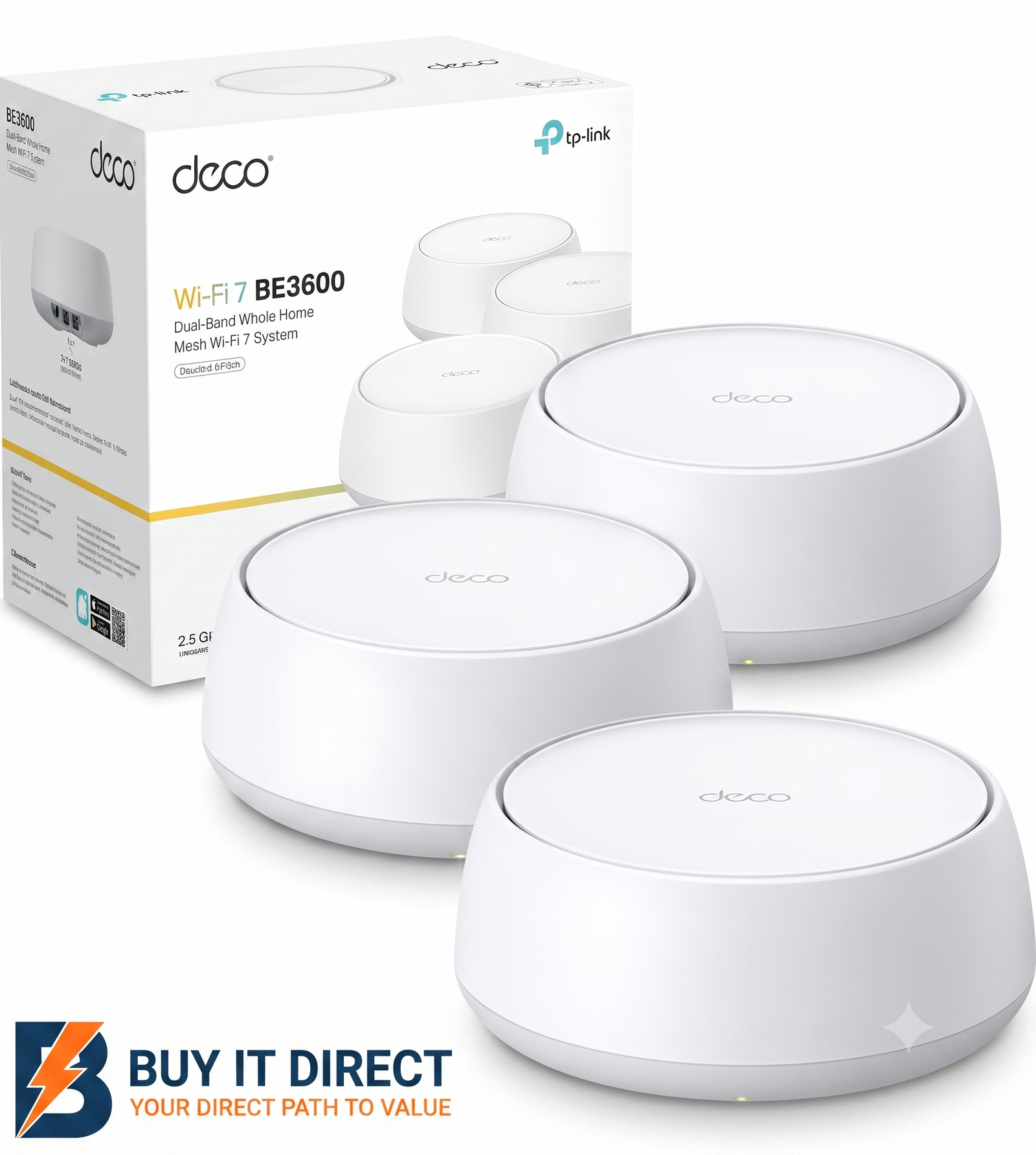 TP-Link Deco BE25 BE3600 Whole Home Mesh WiFi 7 System 2.5G, 1-Pack