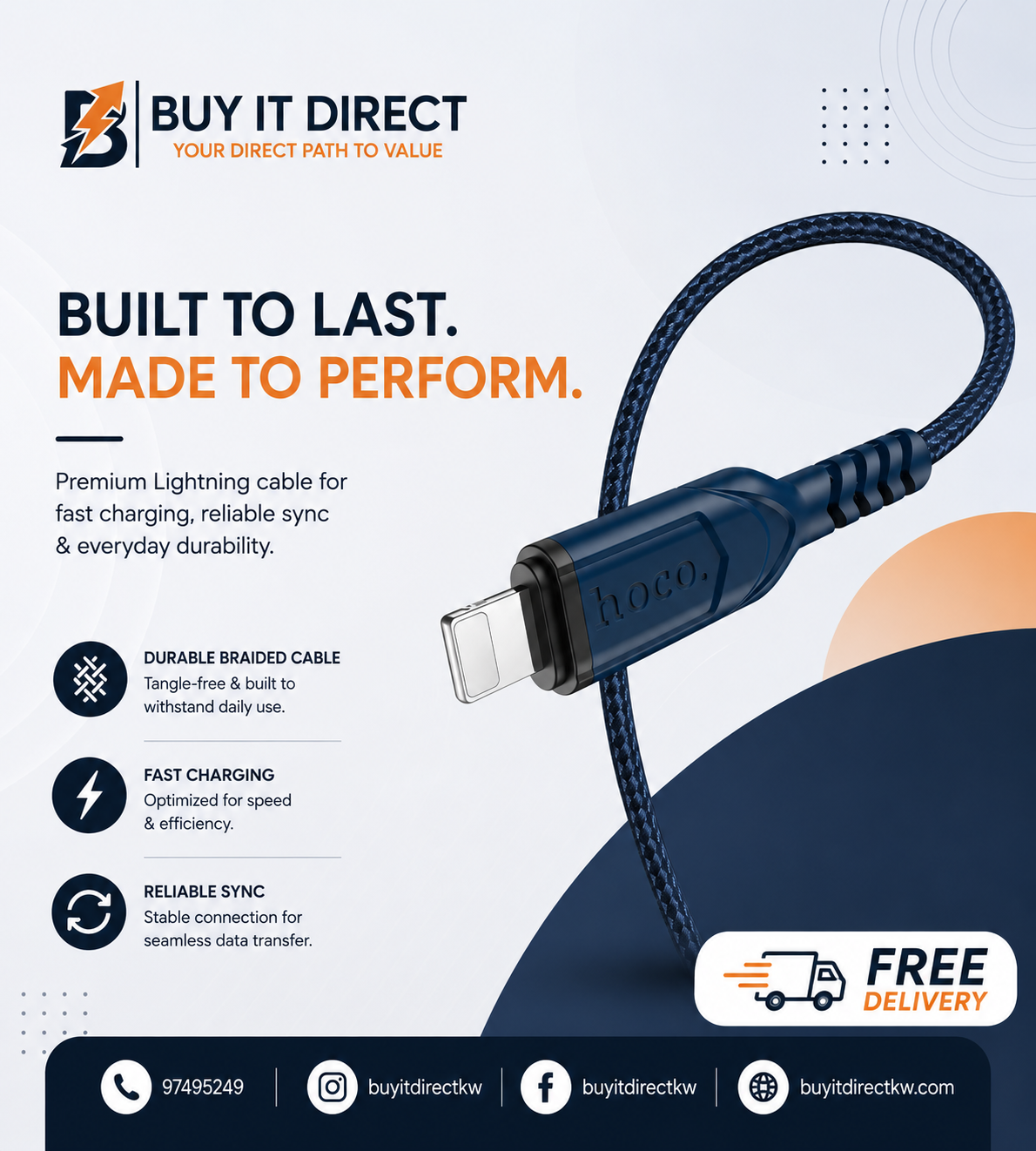 كابل Hoco X59 Victory بطول 1 متر Micro USB للشحن ونقل البيانات