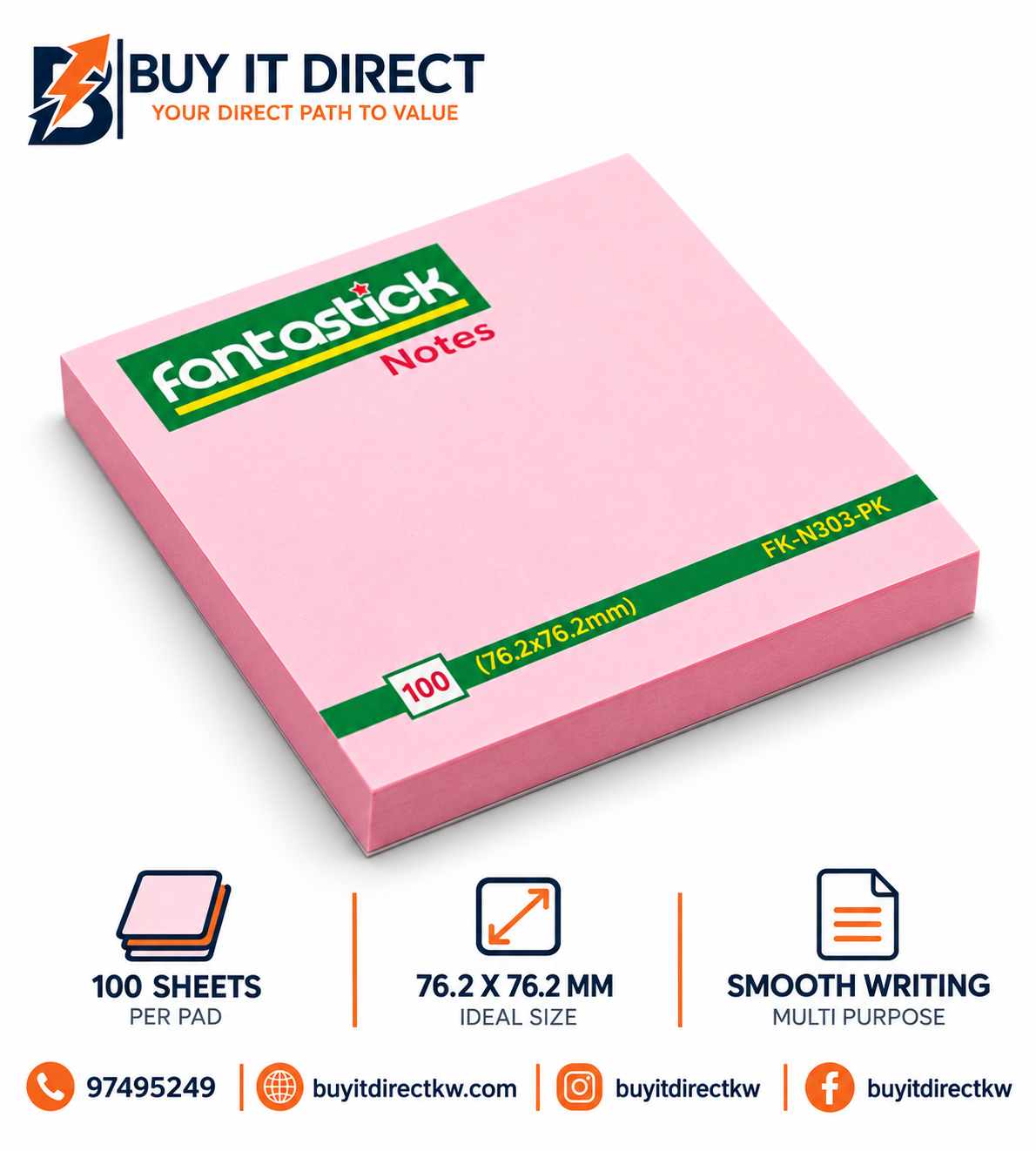 Fantastick 100 Notes Neon Pastel Pink