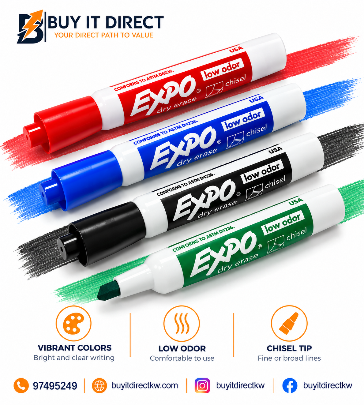 EXPO 4 Pack Dry Erase Markers
