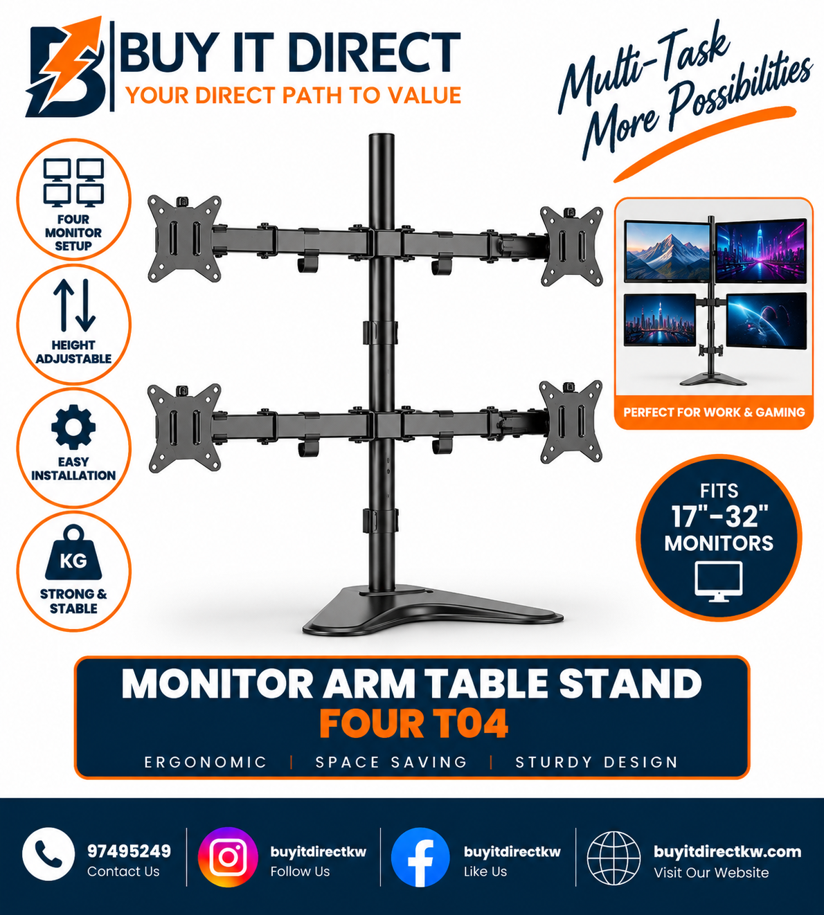 Monitor Arm Table Stand Four T04