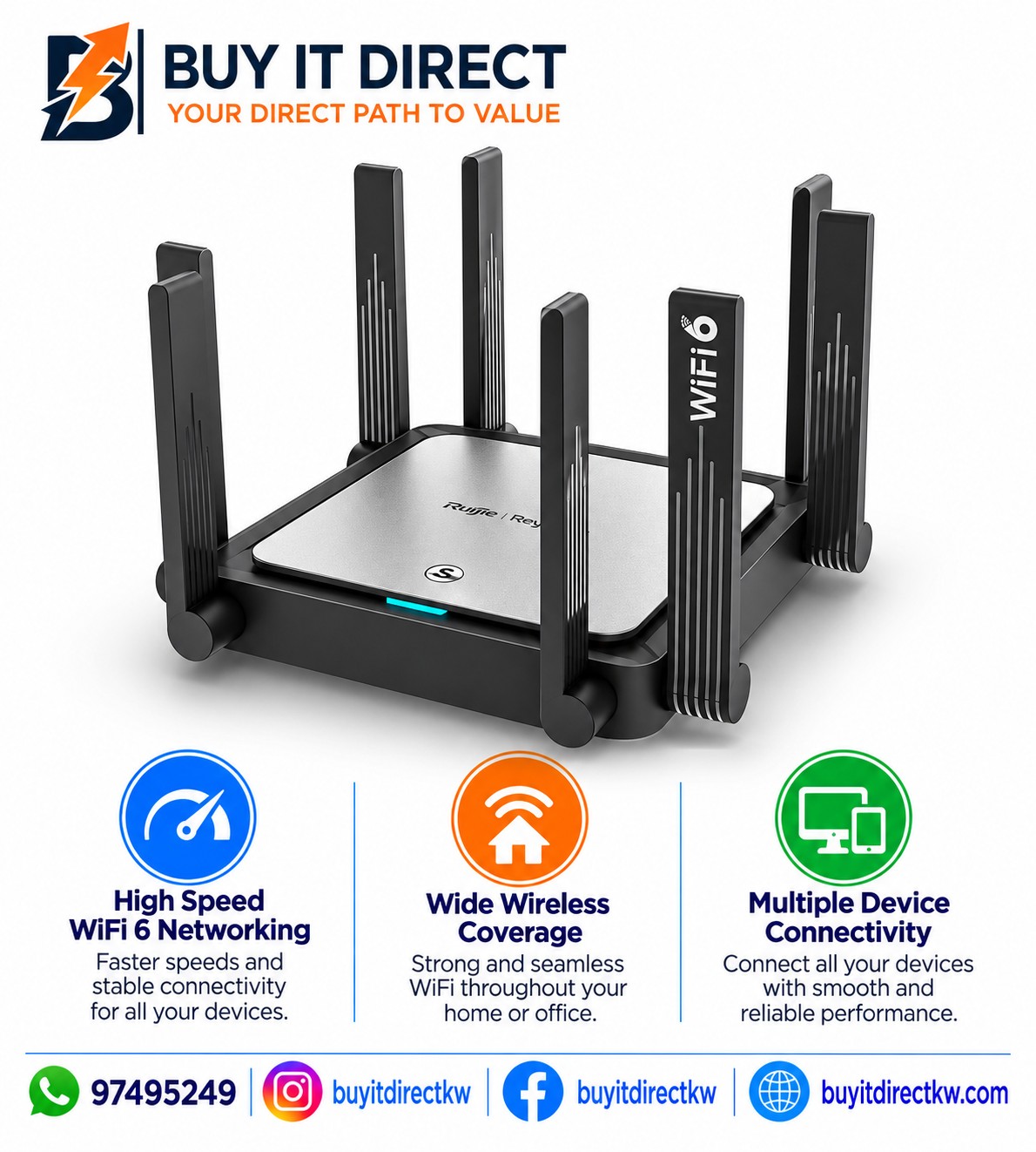 Ruijie Reyee RG EW3200GX PRO 3200M WiFi 6 Dual Band Gigabit Mesh Router