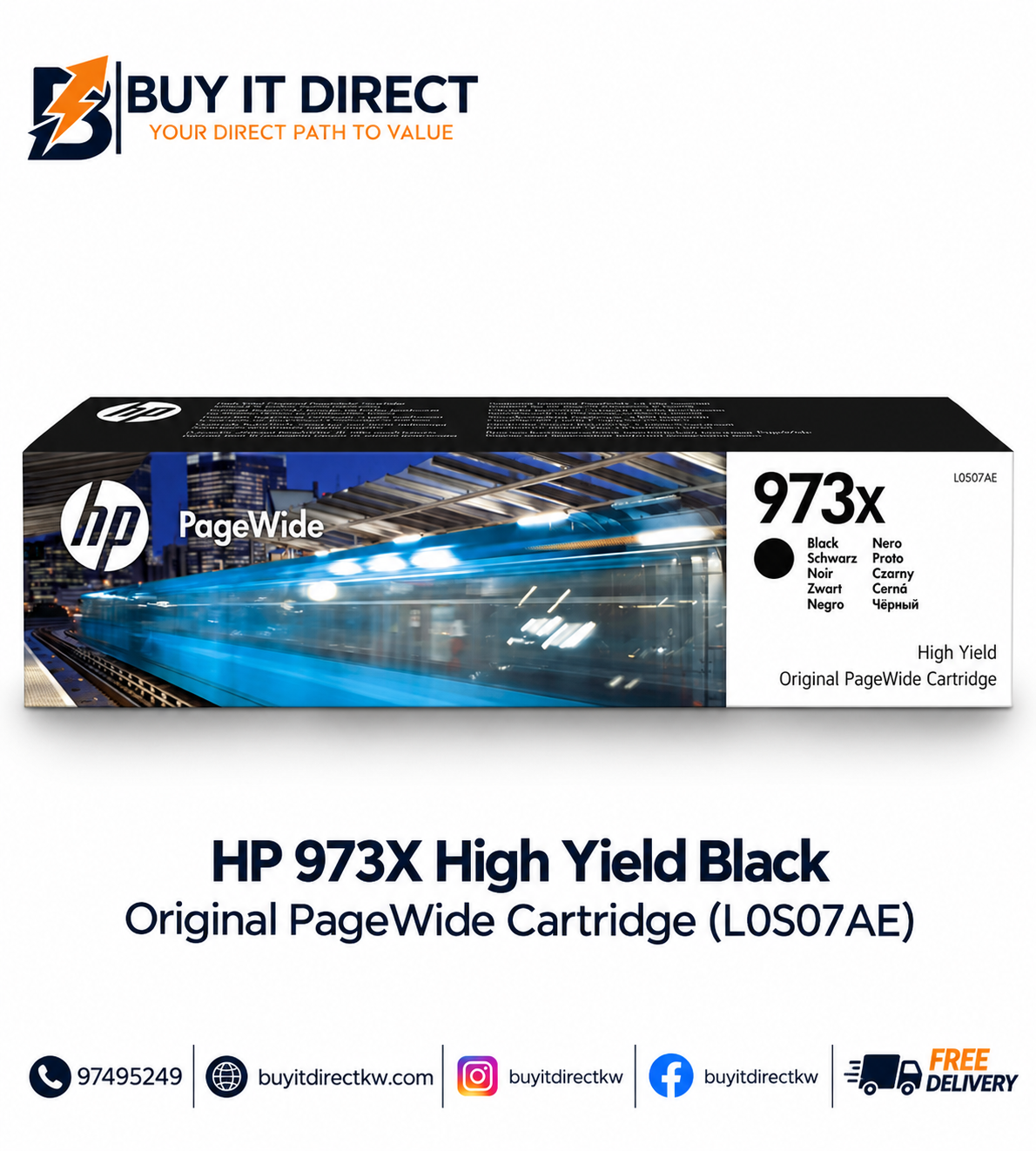 HP 973X High Yield Black Original PageWide Cartridge
