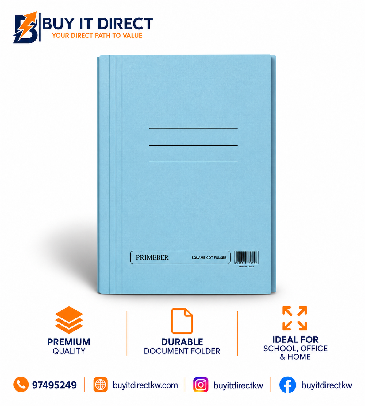 Document Wallet Light Blue Square Cut