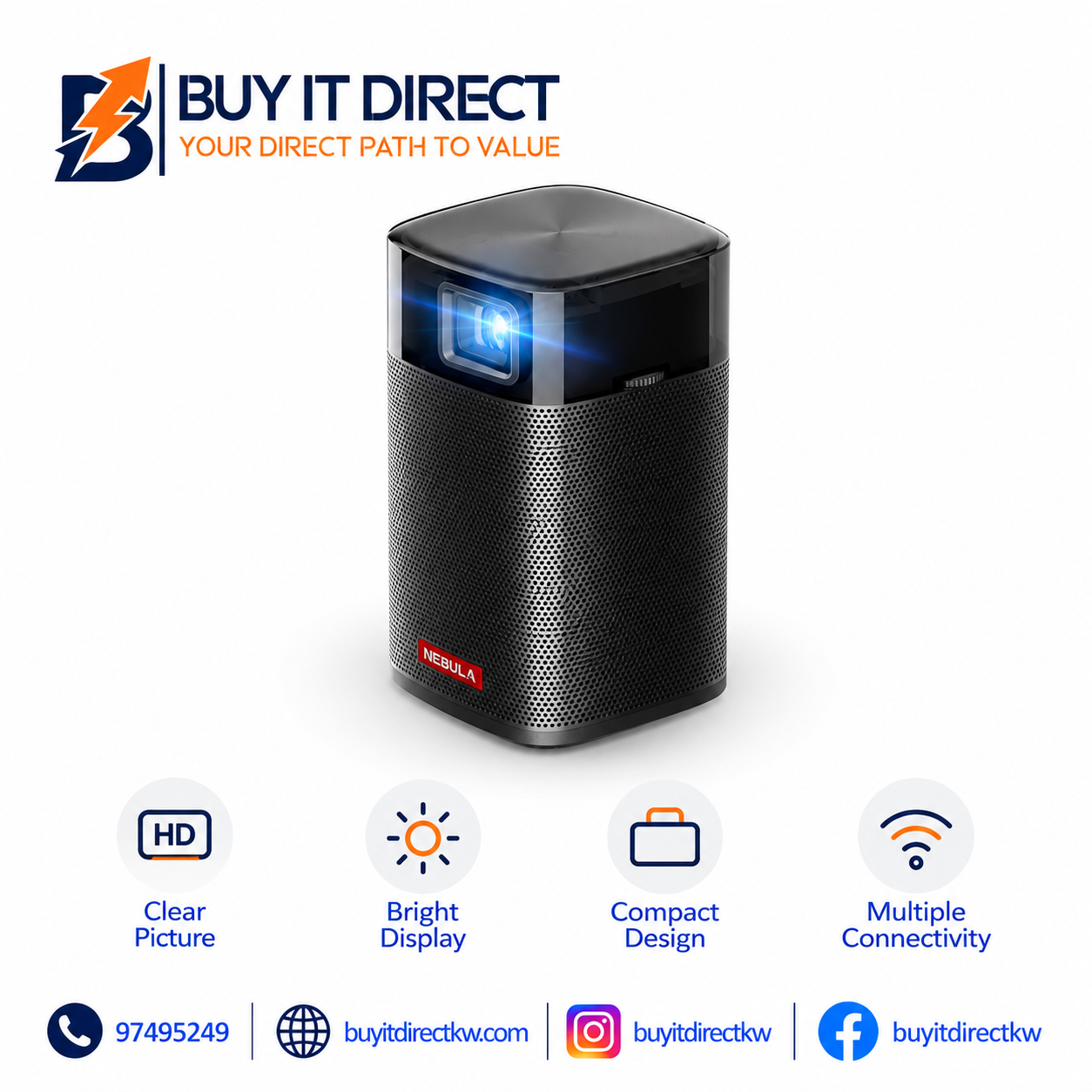 Anker Nebula Apollo Pocket Cinema Projector Black