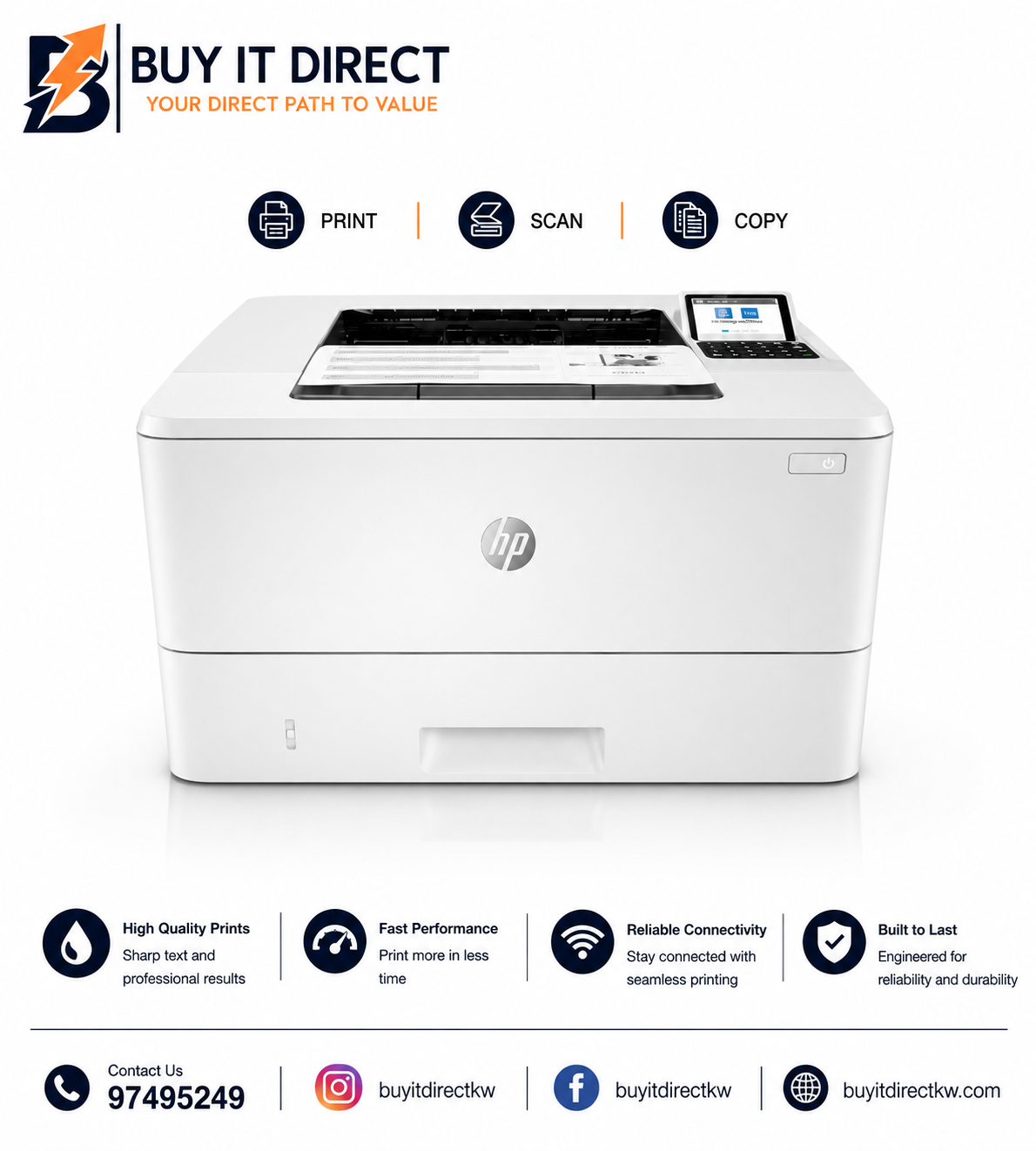 طابعة HP LaserJet Enterprise M406dn أحادية اللون A4 مع طباعة تلقائية على الوجهين وشبكة Ethernet
