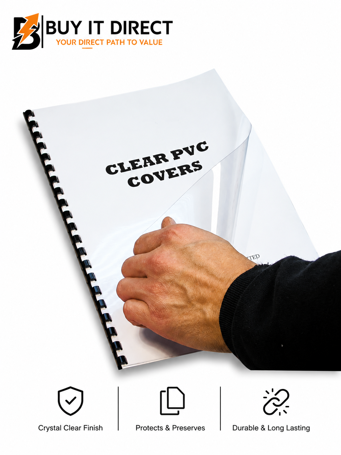 غلاف تجليد Original PVC شفاف A4 سماكة 180 ميكرون 5597 مقاس 210 × 297 مم عبوة 100 قطعة