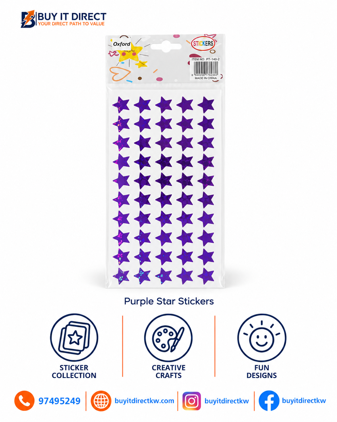Holographic Star Stickers Purple