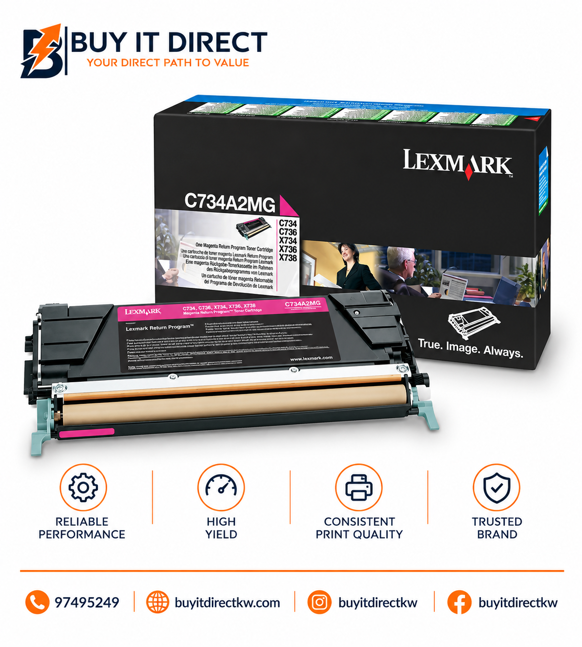 Lexmark C734 Magenta Toner Cartridge C734A2MG