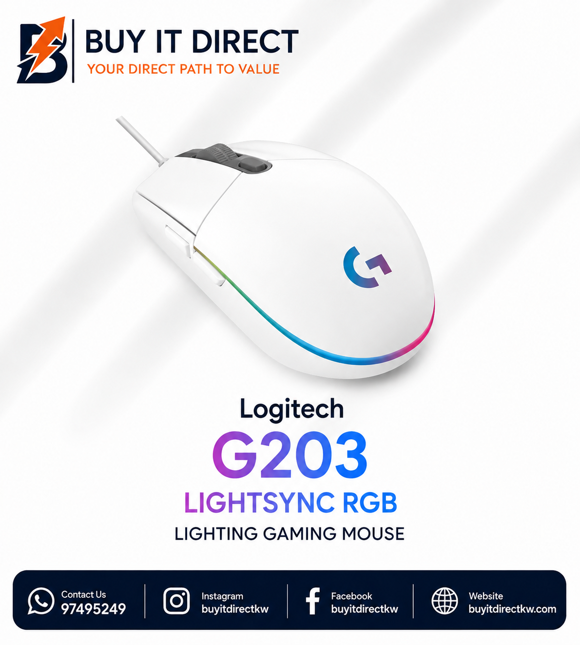 Logitech G203 LIGHTSYNC RGB Gaming Mouse White