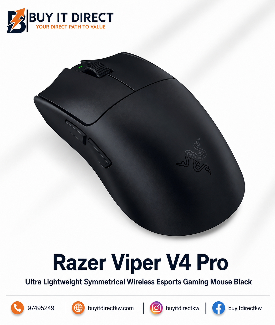 Razer Viper V4 Pro Ultra Lightweight Symmetrical Wireless Esports Gaming Mouse Black
