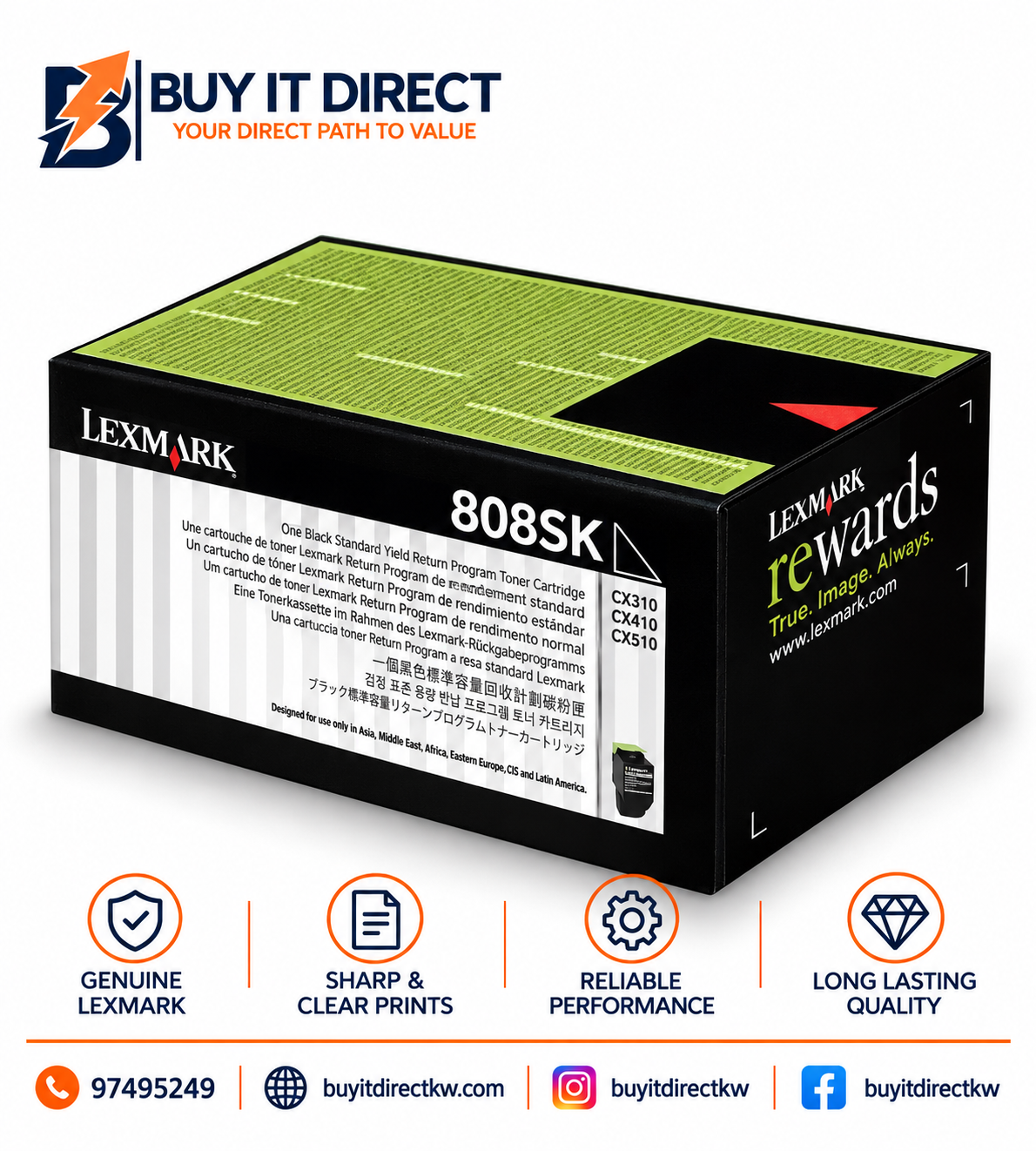 Lexmark 808SK Black Standard Yield Return Program Toner Cartridge 80C8SK0