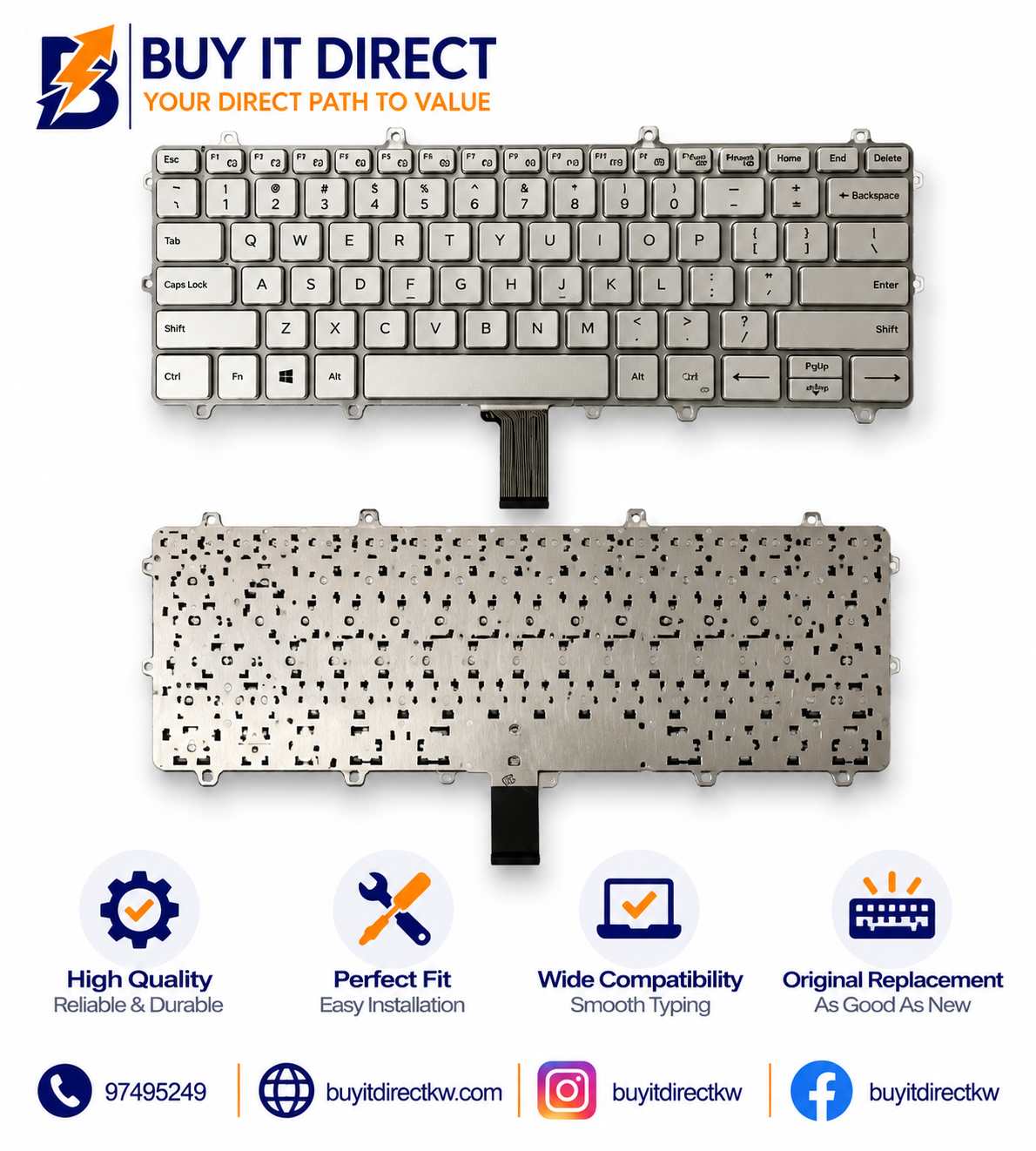 Dell Inspiron 1525 1526 1540 1545 Silver Laptop Keyboard