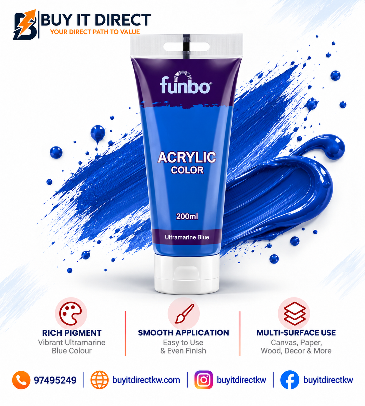 Acrylic Color Paint 200 ml Ultramarine