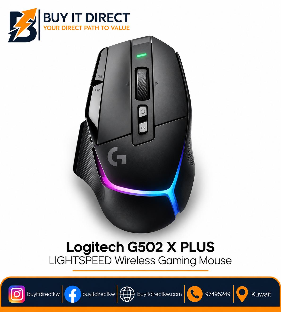 ماوس لوجيتك G502 X PLUS لاسلكي للألعاب بتقنية LIGHTSPEED أسود