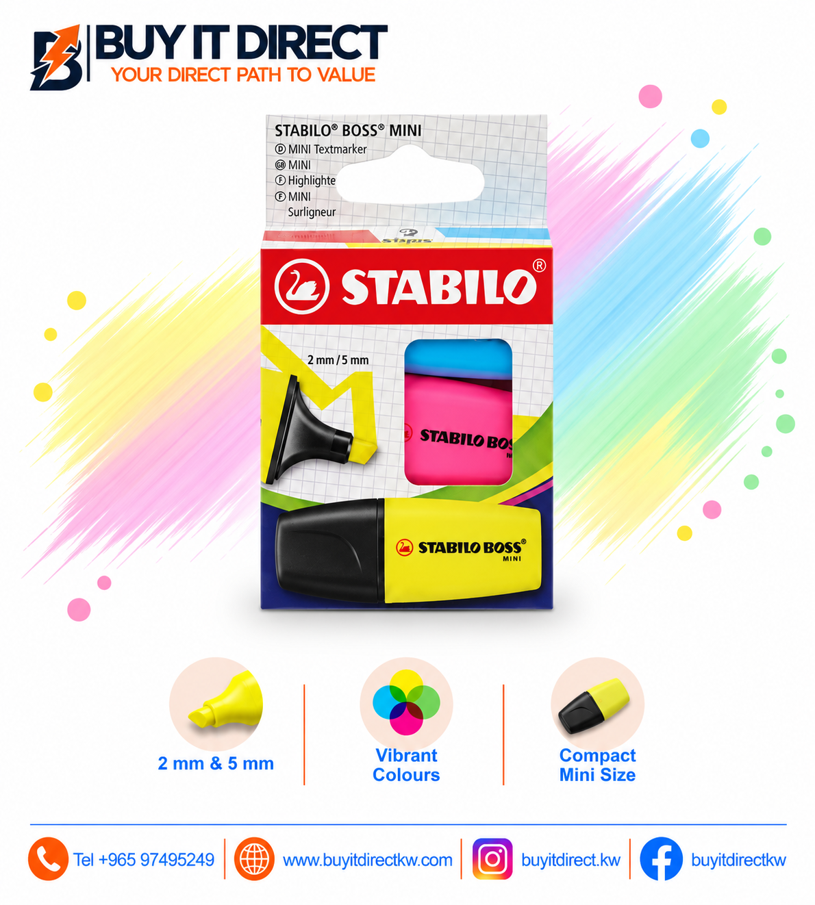 STABILO BOSS MINI Highlighter – 2mm & 5mm