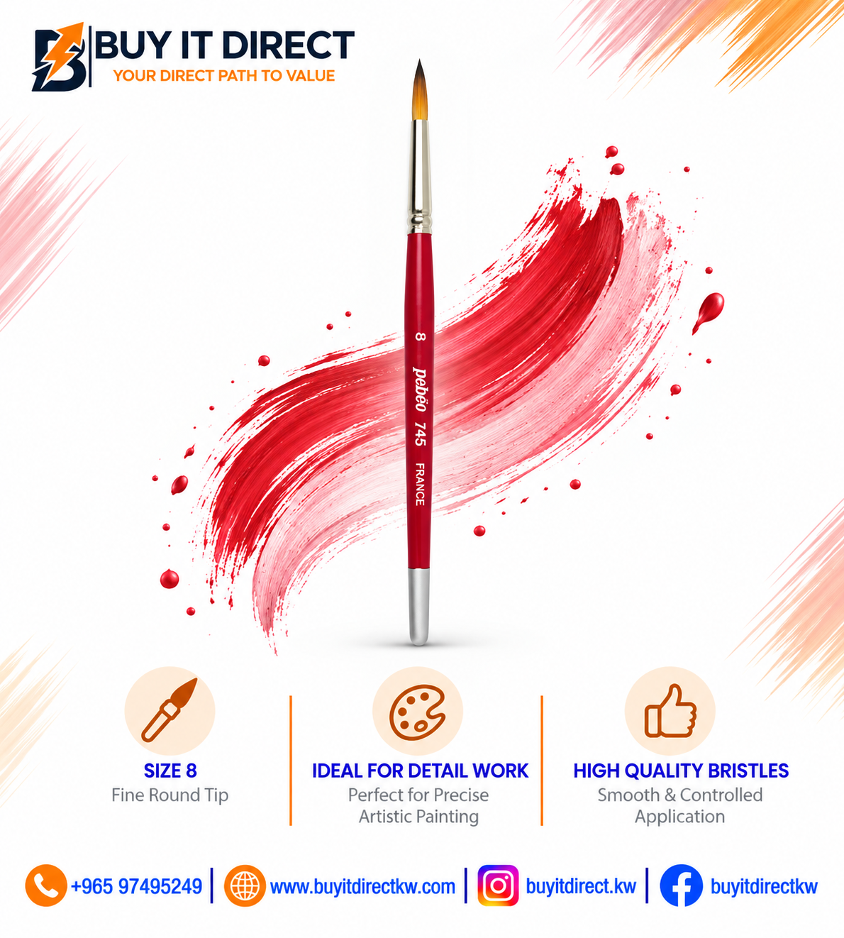 Pebeo 745 Artist Paint Brush No. 8