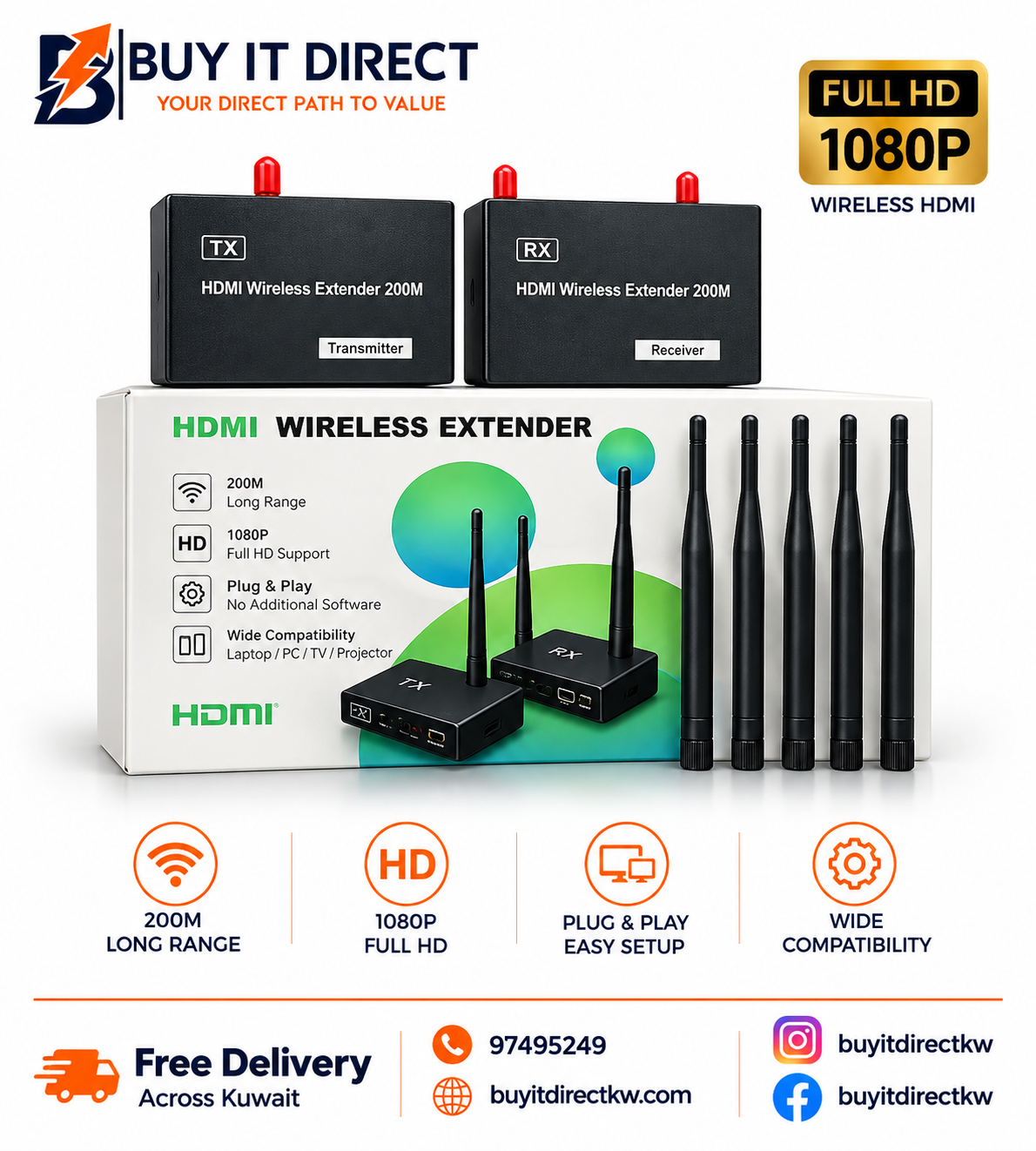 HDMI Wireless Transmitter Receiver 200 Meter