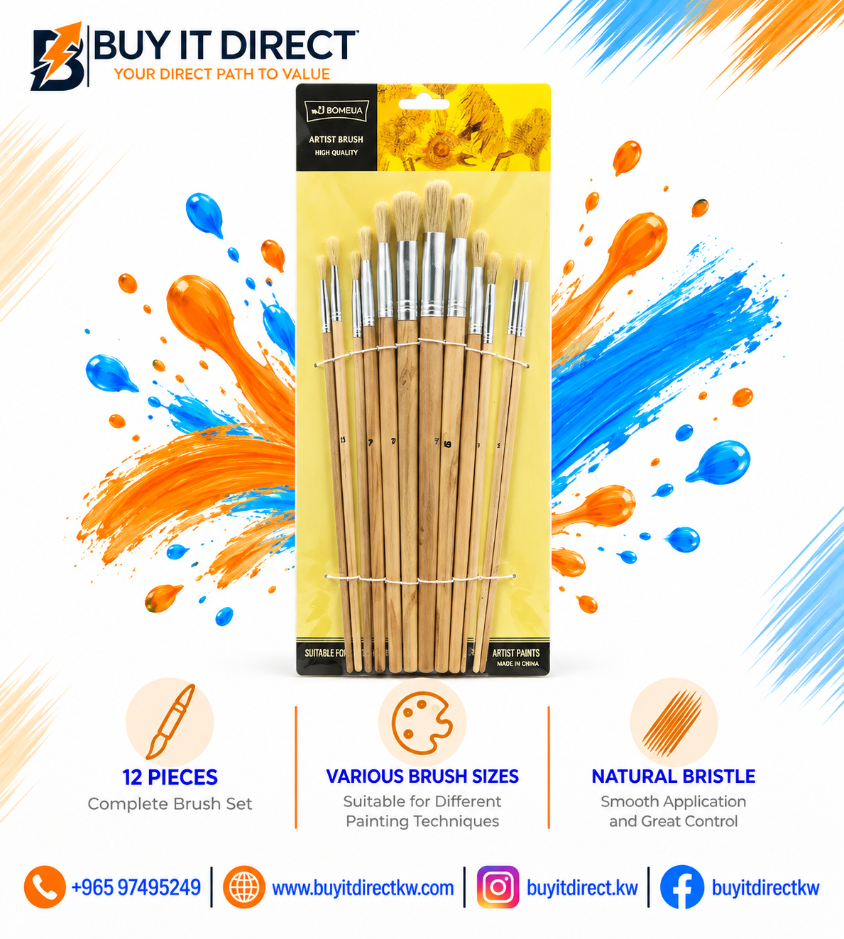 Artist Brushes - 12 Pieces