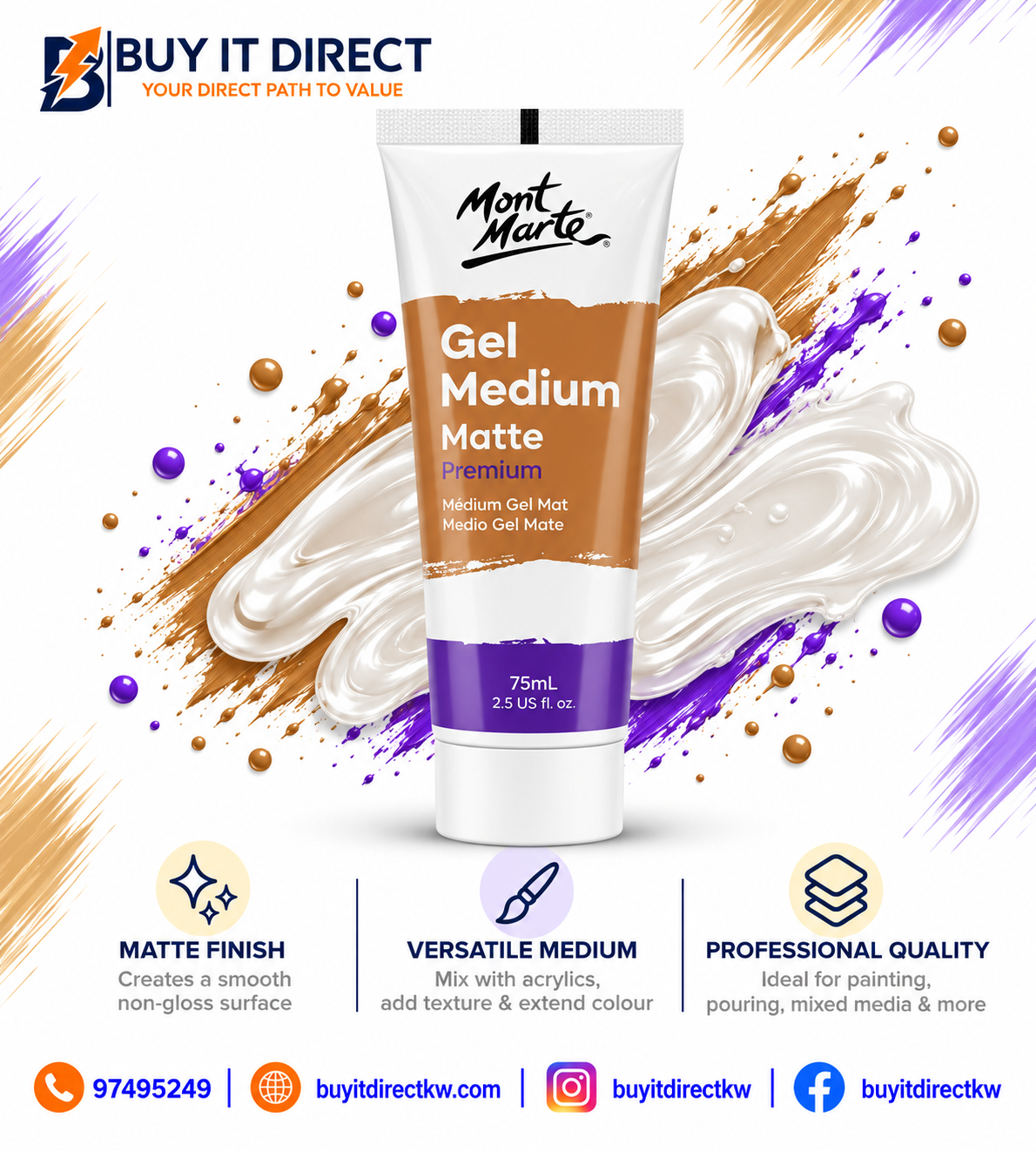 Mont Marte Premium Gel Medium Matte - 75 ml