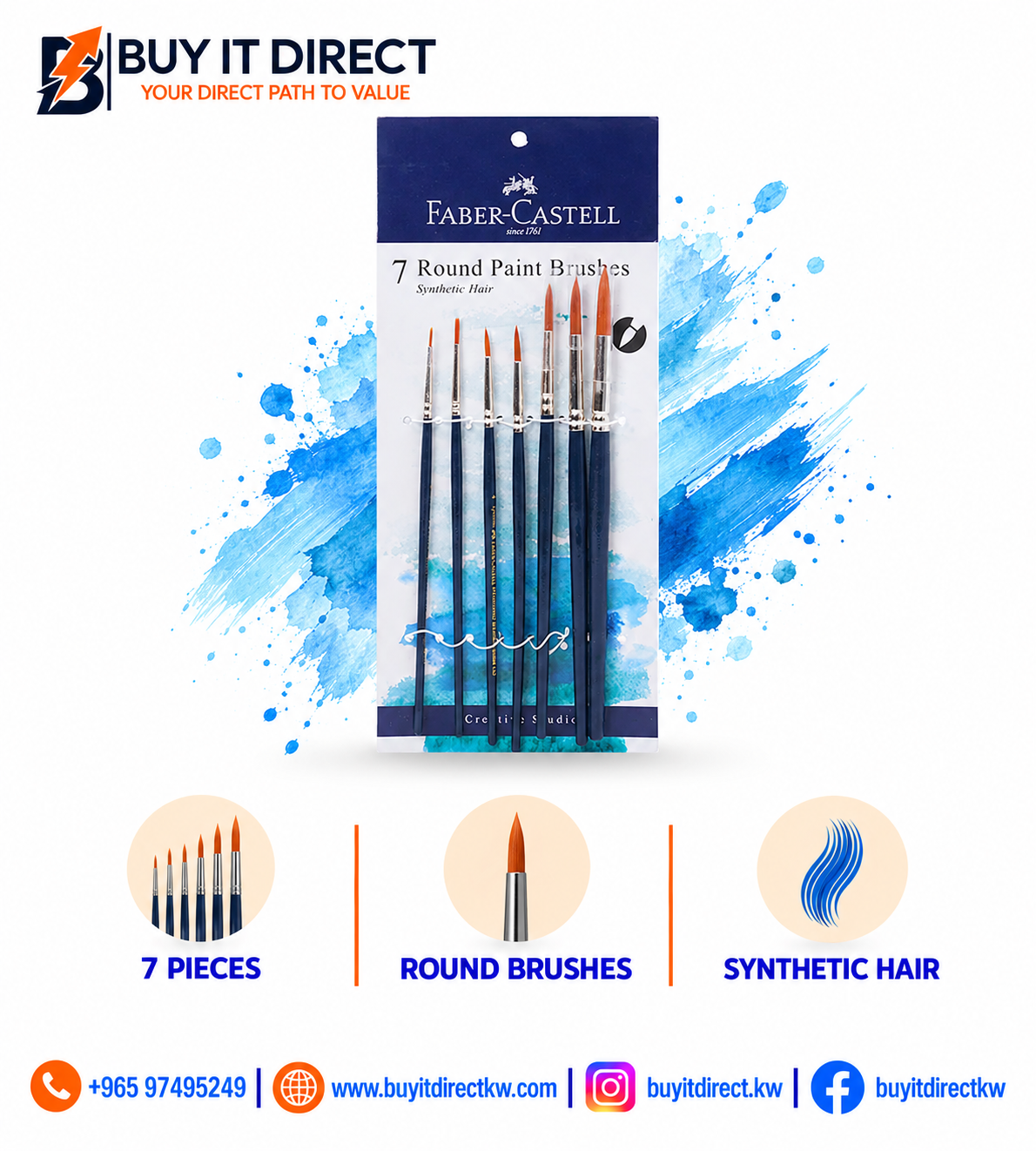 Faber-Castell Round Paint Brushes - 7 Pieces