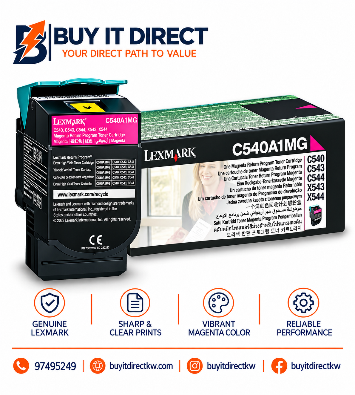 خرطوشة حبر أرجواني لبرنامج الإرجاع Lexmark C540 C540A1MG