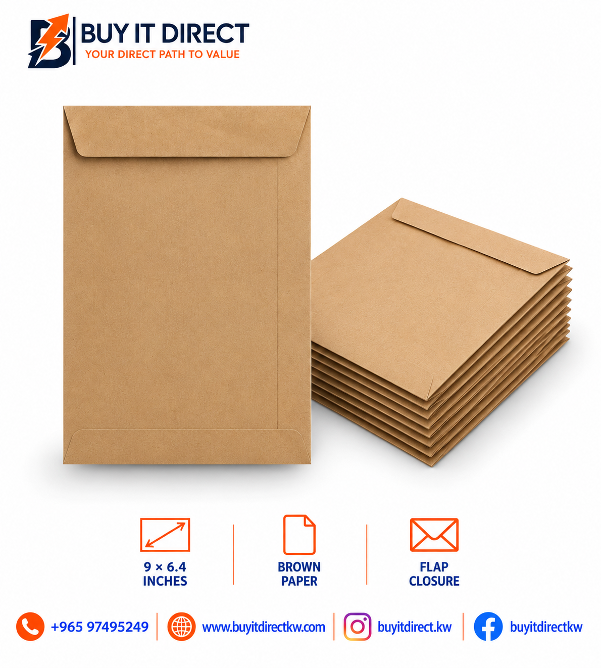 Plain Brown Envelopes 9 × 6.4 Inches