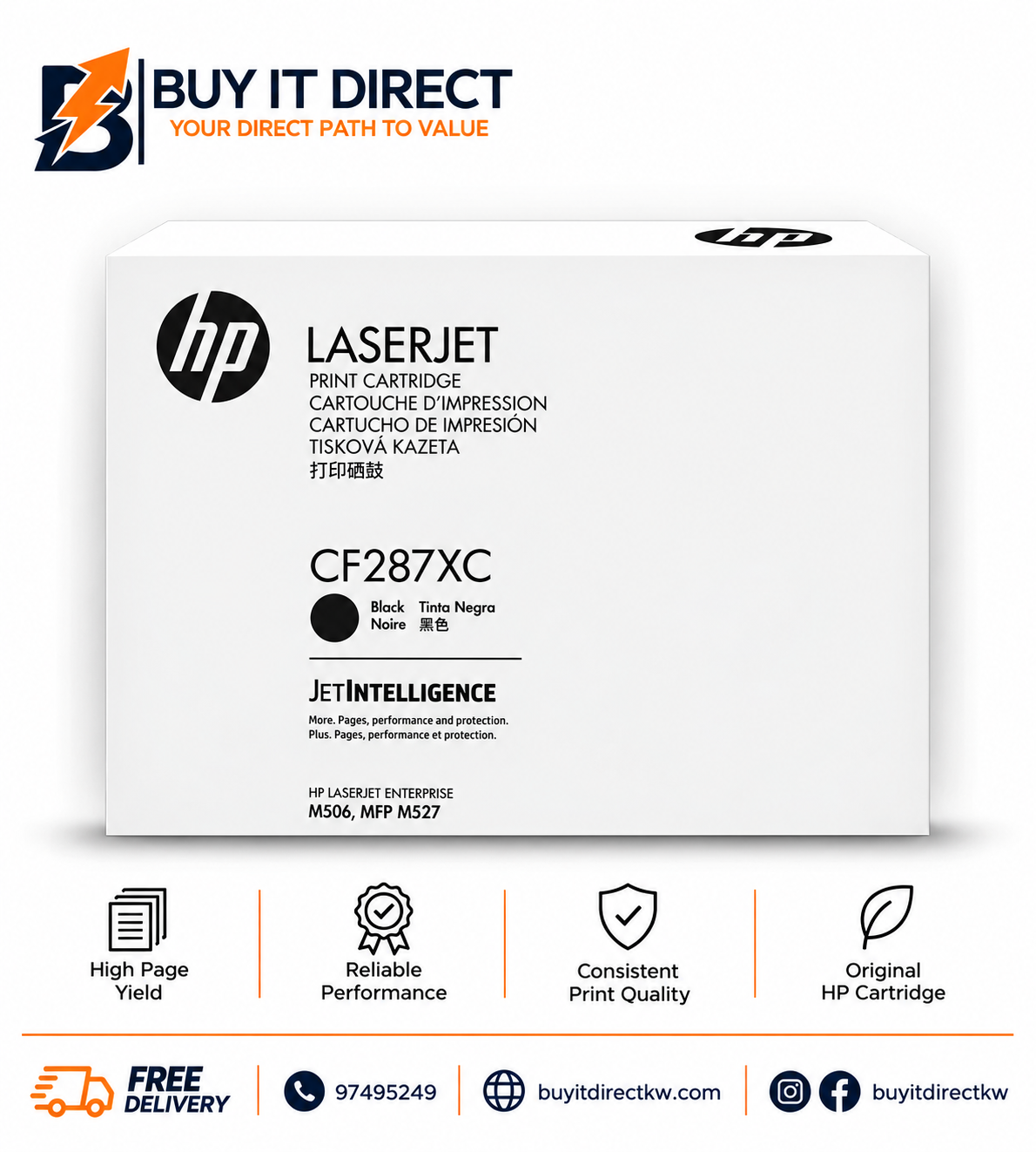 خرطوشة حبر ليزر أصلية HP 87XC باللون الأسود للاستخدام التعاقدي CF287XC