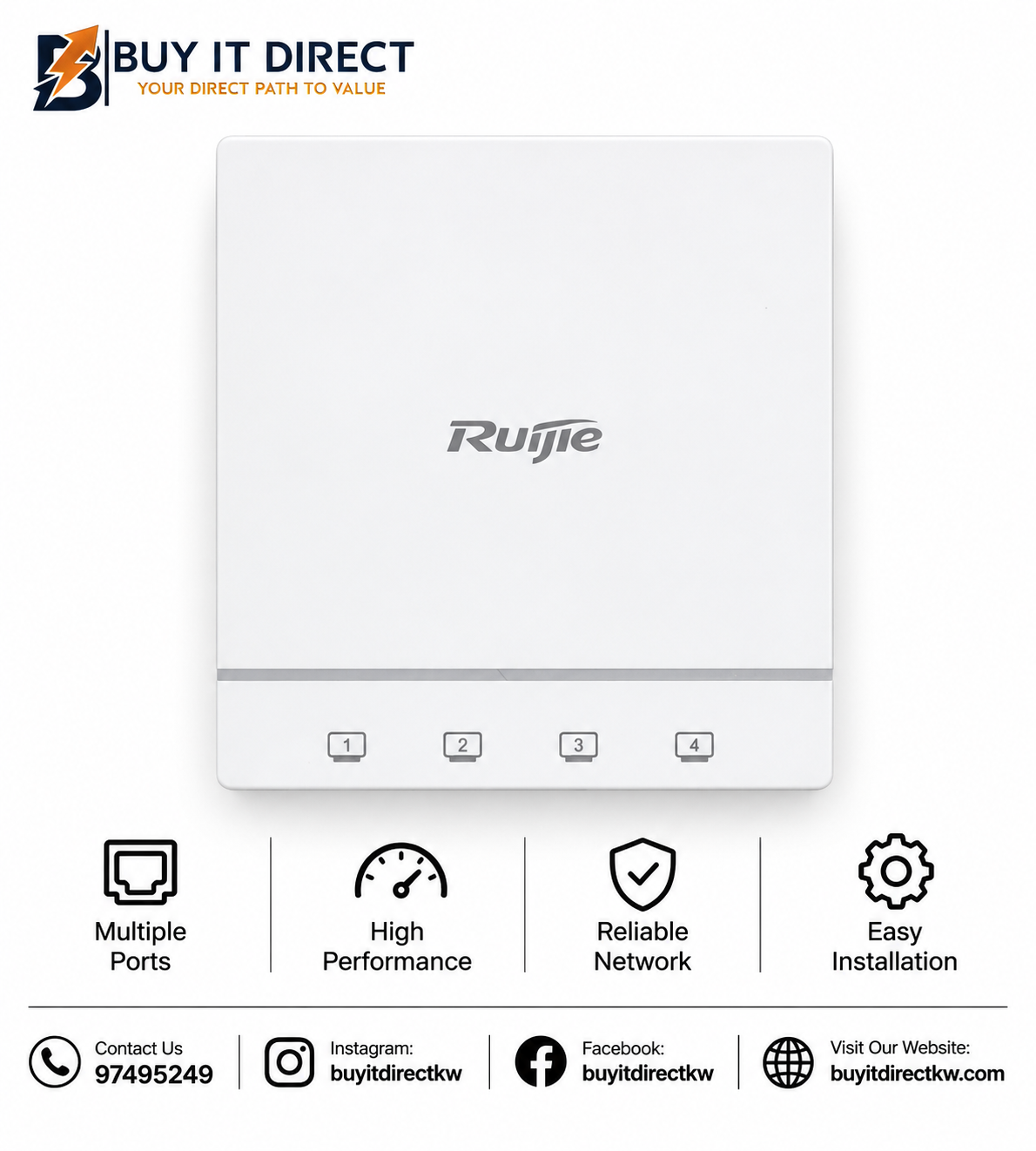 نقطة وصول Ruijie RG-AP180 Wi-Fi 6 ثنائية النطاق بتصميم Wall Plate RG-AP180