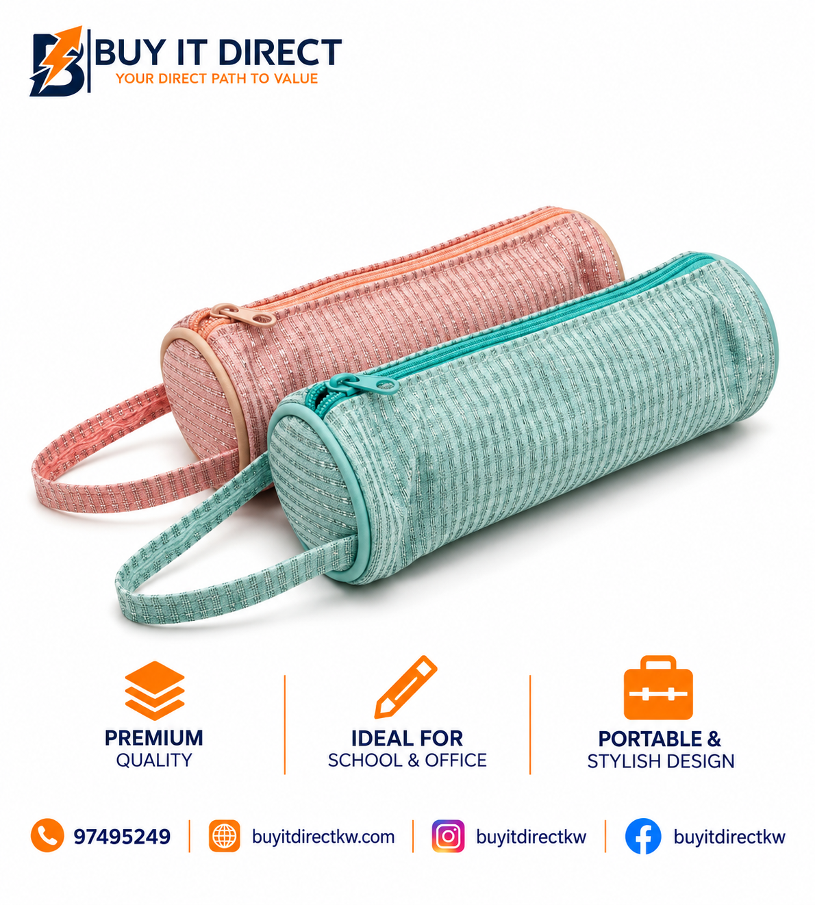 Pencil Case Glitter Stripes