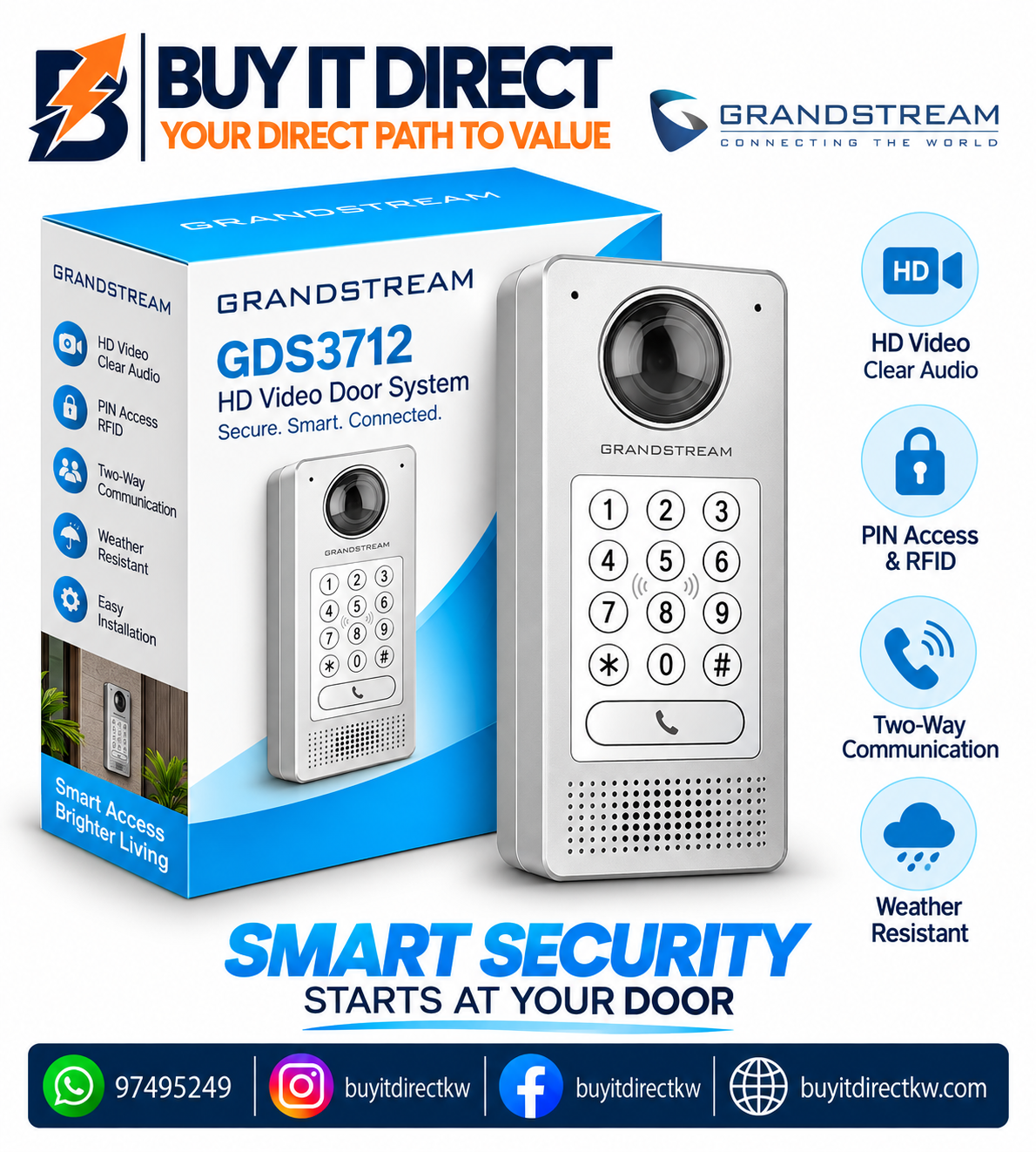 Grandstream GDS3712 High-Definition Video Door Intercom System