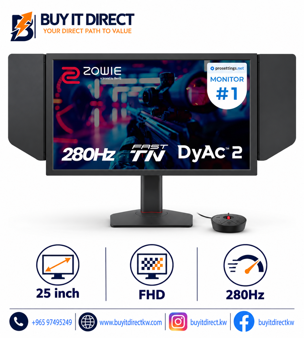 BenQ ZOWIE XL2546X+ 25in FHD 280Hz TN Gaming Monitor