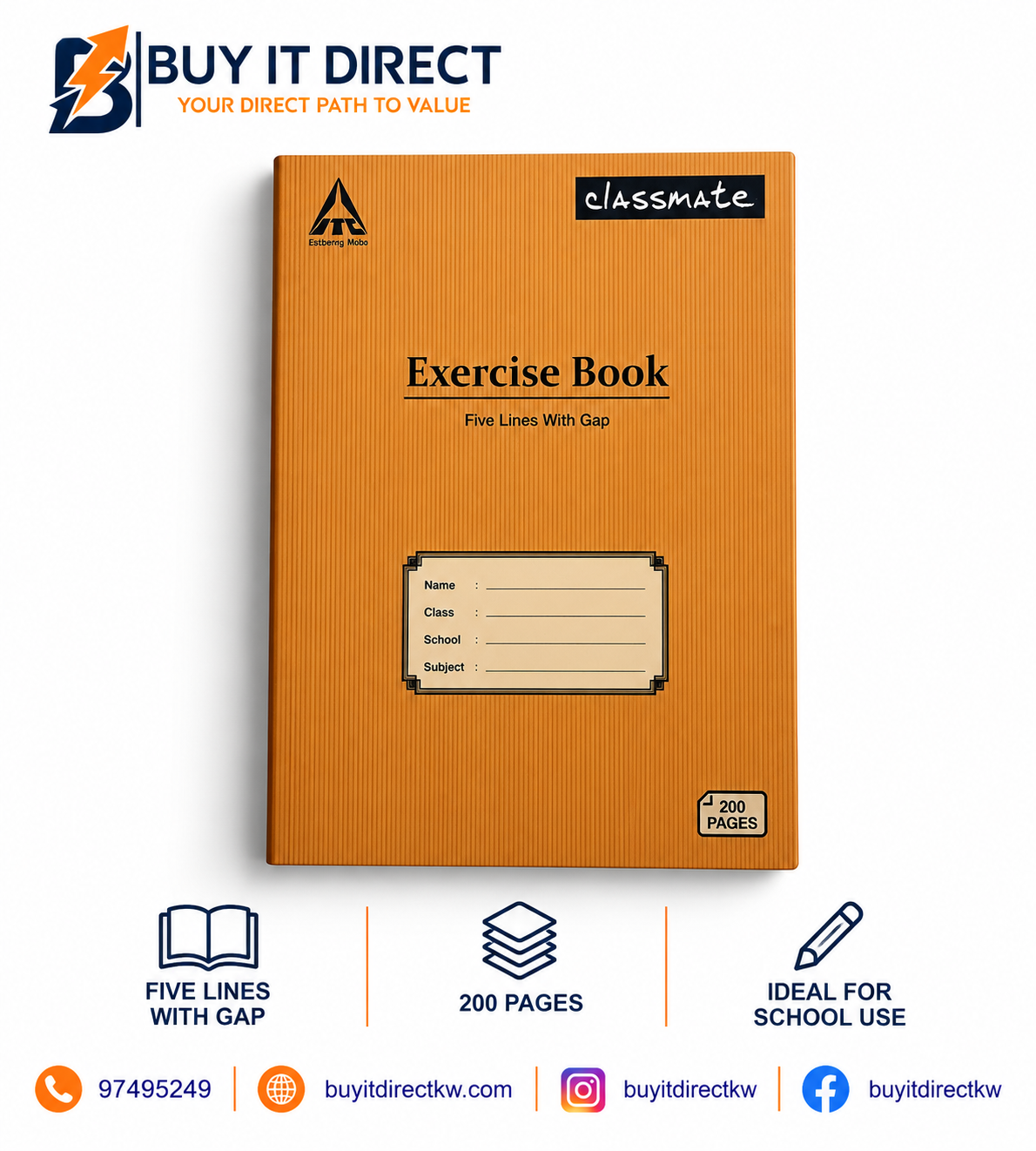 Classmate Exercise Book Five Lines with Gap 200 Pages