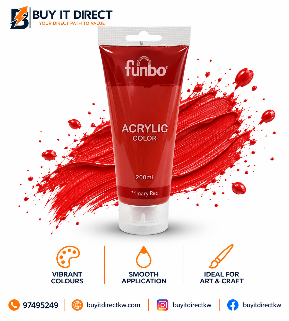 Acrylic Color Paint 200 ml Primary Red