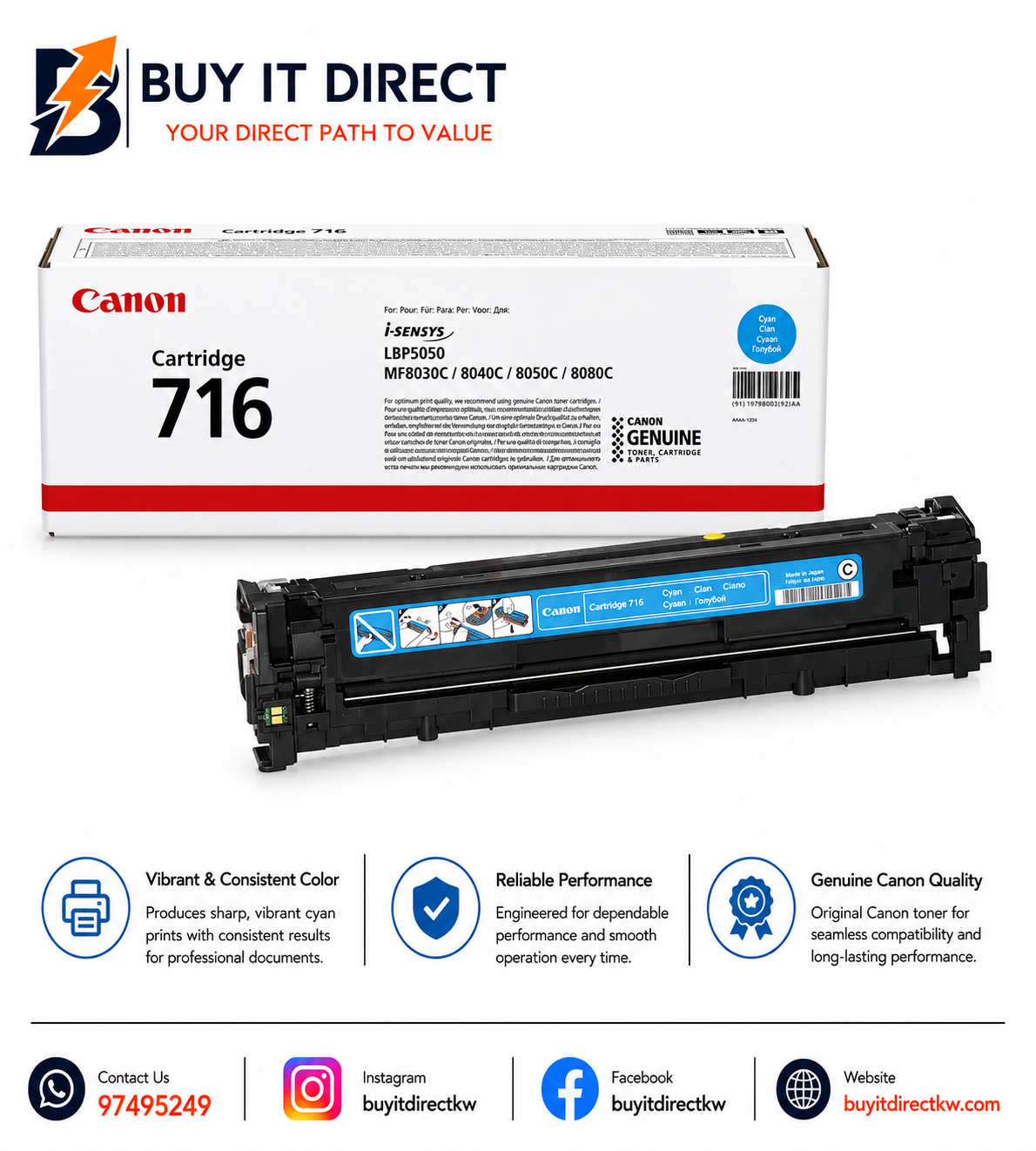 Canon 716 Cyan Toner Cartridge 1500 Pages