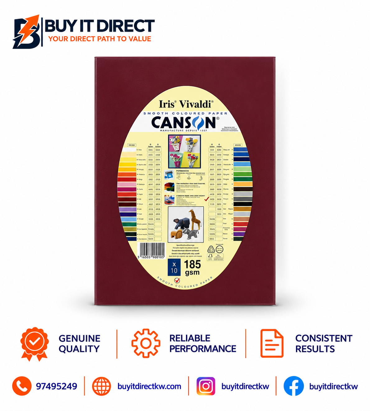 Iris Vivaldi Canson Paper A4 185 GSM 10 Sheets Dark Red