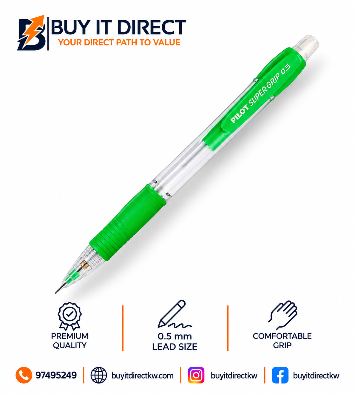 Pilot Super Grip 0.5mm Green Mechanical Pencil