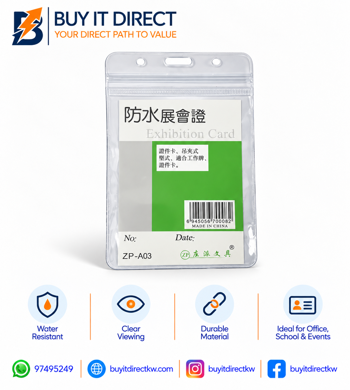 Name Badge PVC Plastic Transparent Big