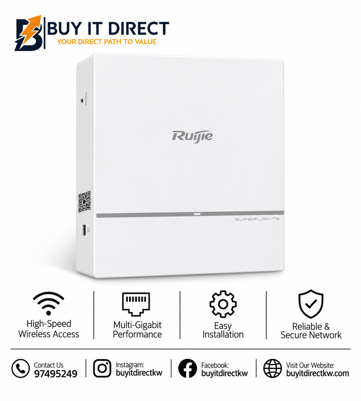 نقطة وصول Ruijie RG-AP820-L Wi-Fi 6 ثنائية النطاق للاستخدام الداخلي RG-AP820-L