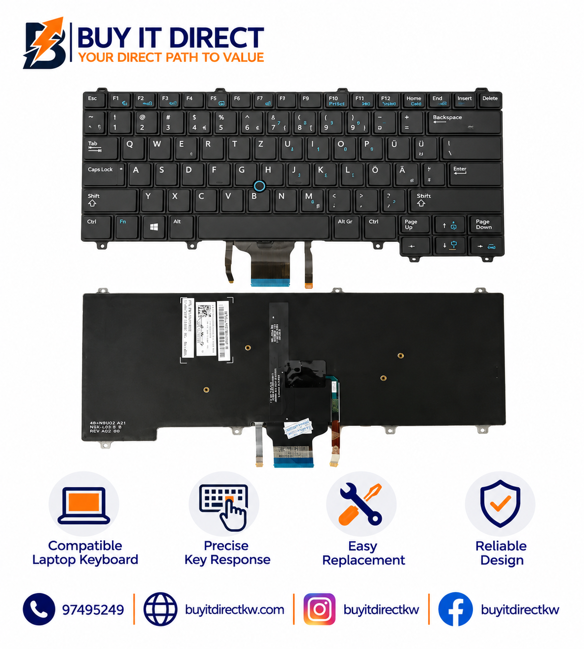 Dell Latitude E7440 E7420 E7240 E7420d Laptop Keyboard Black US English Arabic Layout